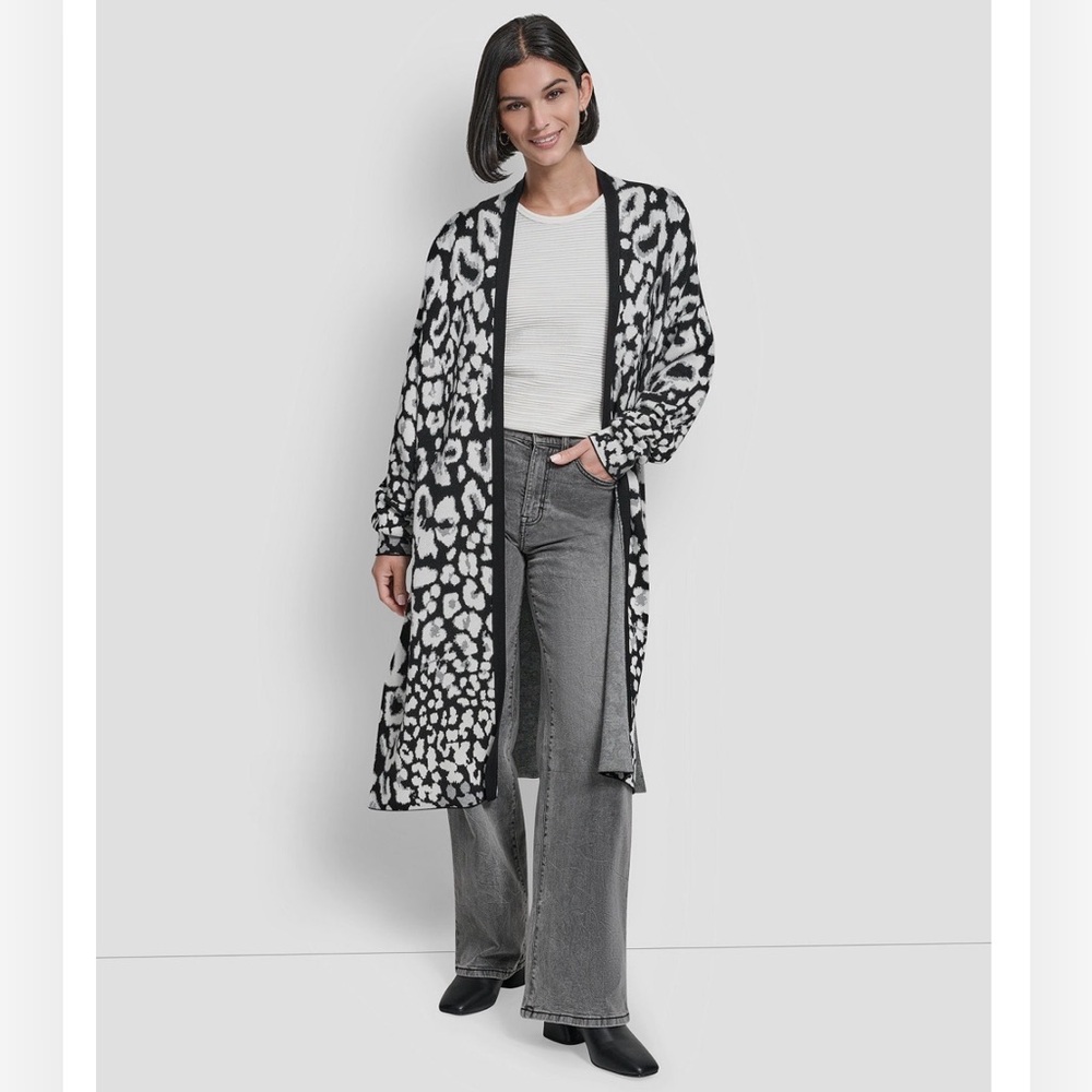 DKNY Leopard Patterned Cardigan - image 1